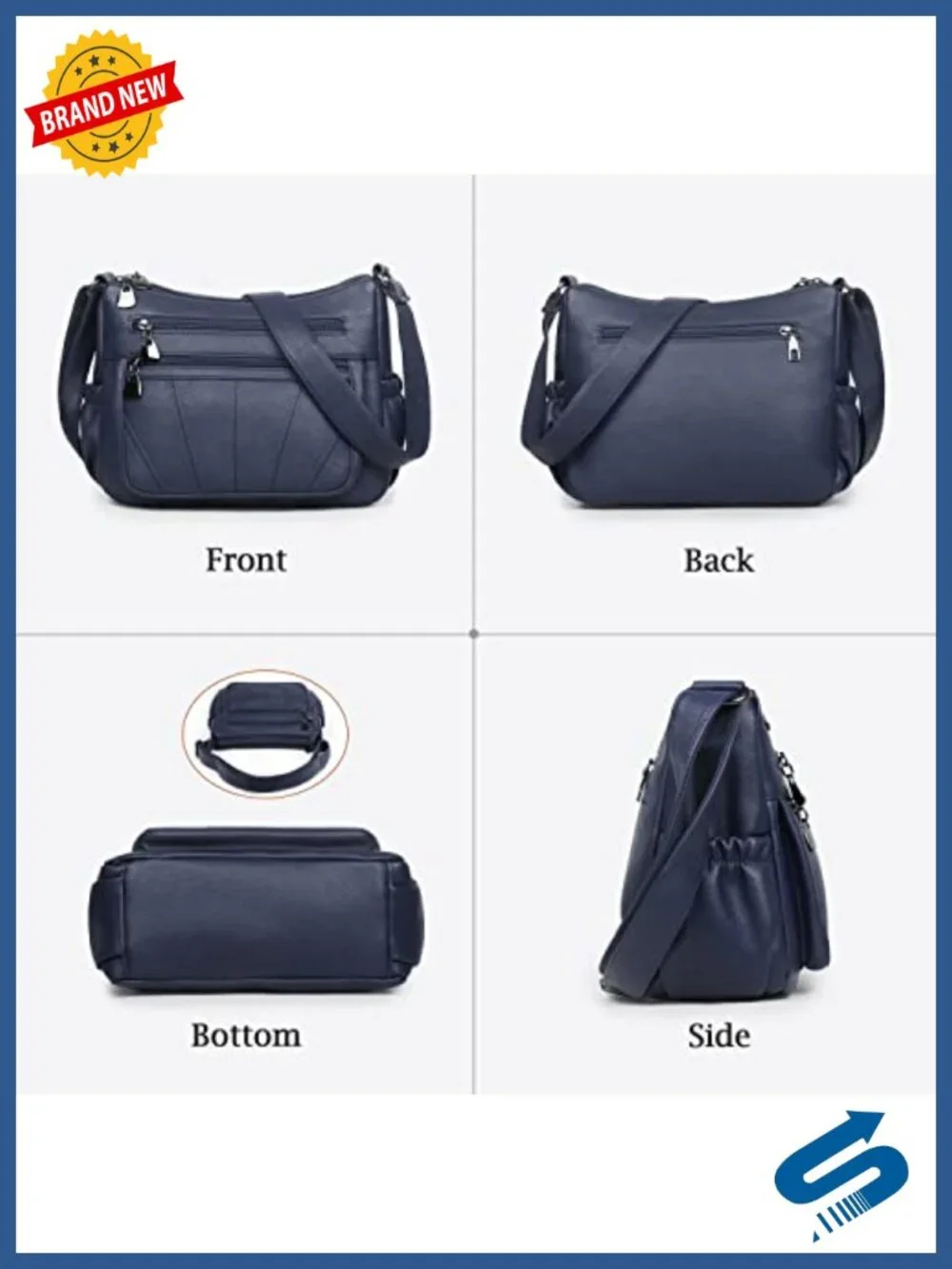 Soft PU Leather Crossbody Satchel Tote Handbag Medium Roomy Shoulder Bag